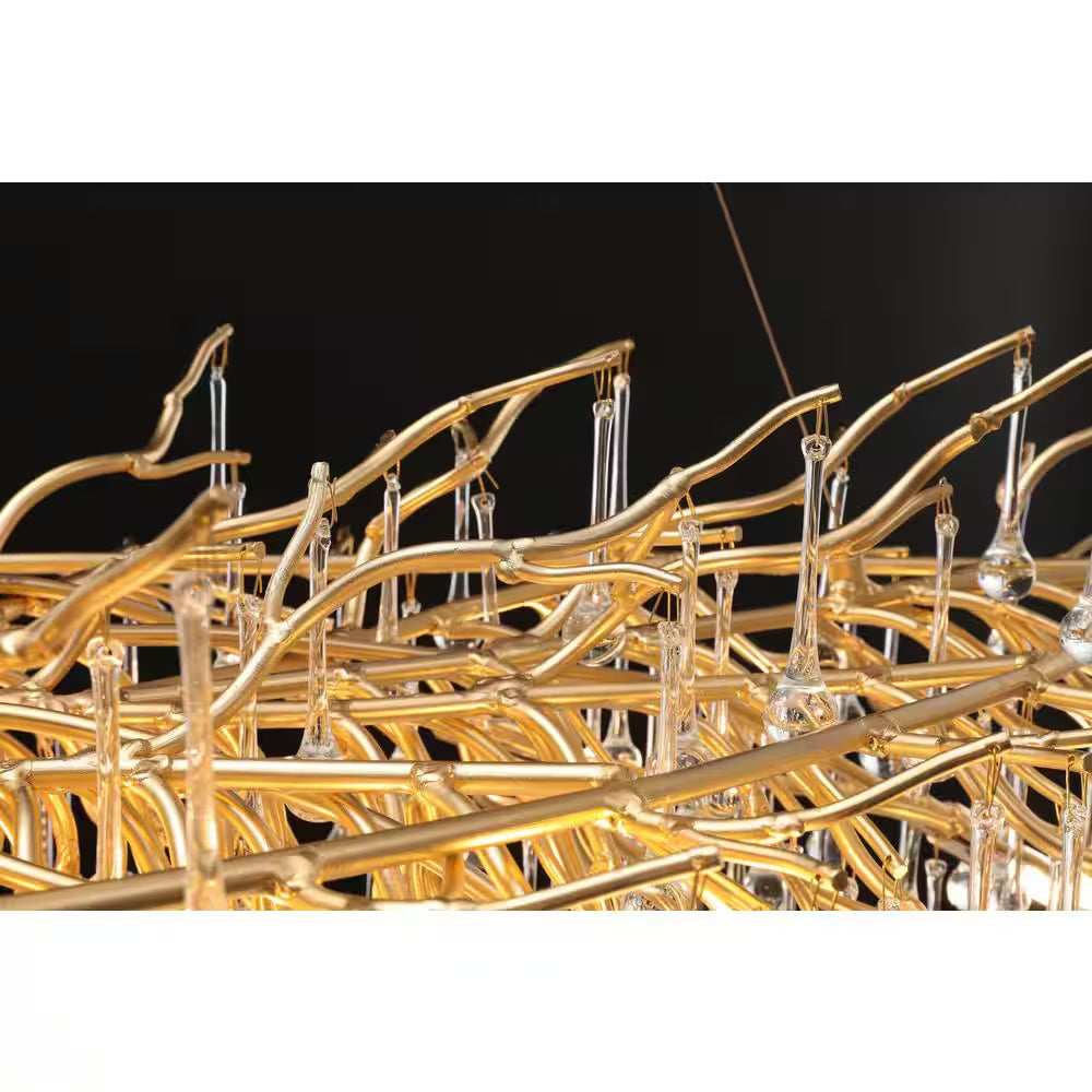 Modern Chandelier 47 In. 13-Lights Gold Luxury Crystal Globe Linear Chandelier