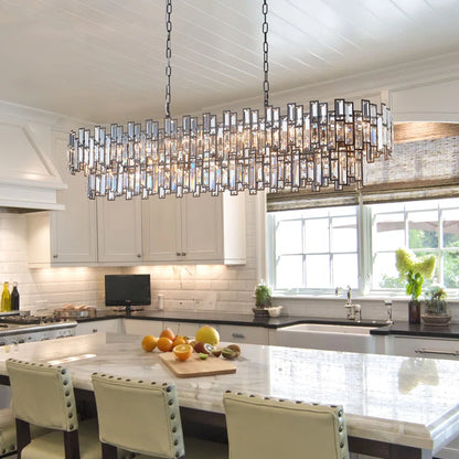 Light Dimmable Modern Rectangle Crystal Chandelier