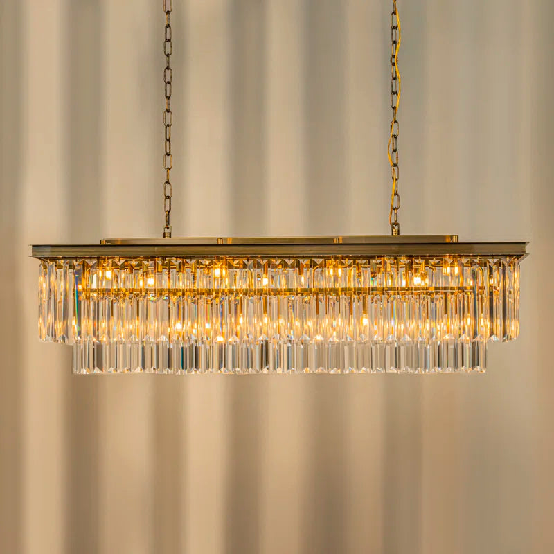 Cleaven 12 Light 50" Modern Luxury Fringe Crystal Chandelier for Dining Room