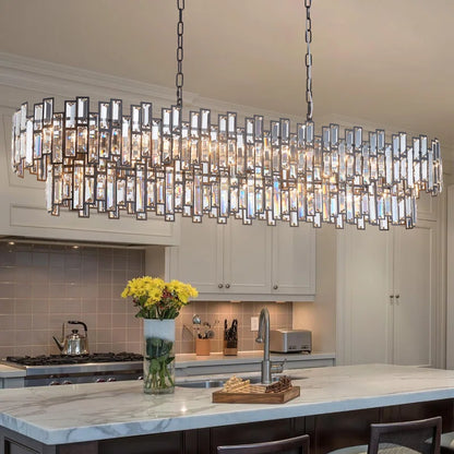 Light Dimmable Modern Rectangle Crystal Chandelier