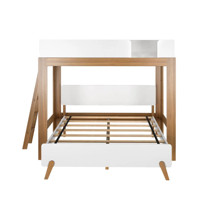 Ambur Full L-Shaped Bunk Bed, Pecan and White