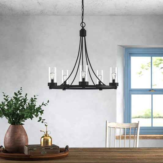 Laurie 5 Light Dimmable Wagon Wheel Chandelier
