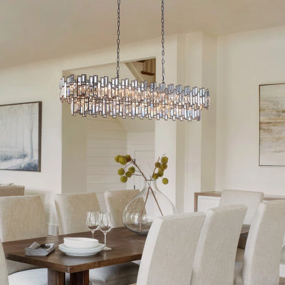 Light Dimmable Modern Rectangle Crystal Chandelier