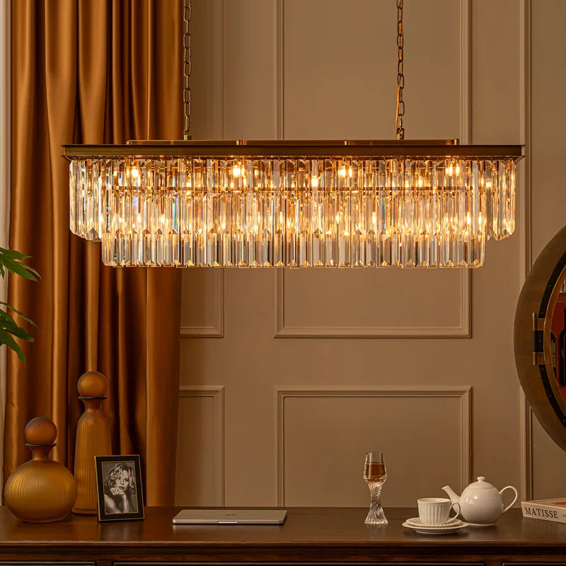Cleaven 12 Light 50" Modern Luxury Fringe Crystal Chandelier for Dining Room