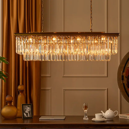 Cleaven 12 Light 50" Modern Luxury Fringe Crystal Chandelier for Dining Room