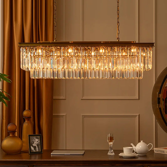 Cleaven 12 Light 50" Modern Luxury Fringe Crystal Chandelier for Dining Room