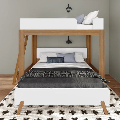 Ambur Full L-Shaped Bunk Bed, Pecan and White
