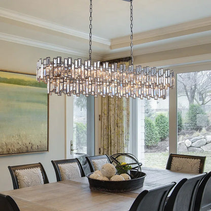 Light Dimmable Modern Rectangle Crystal Chandelier