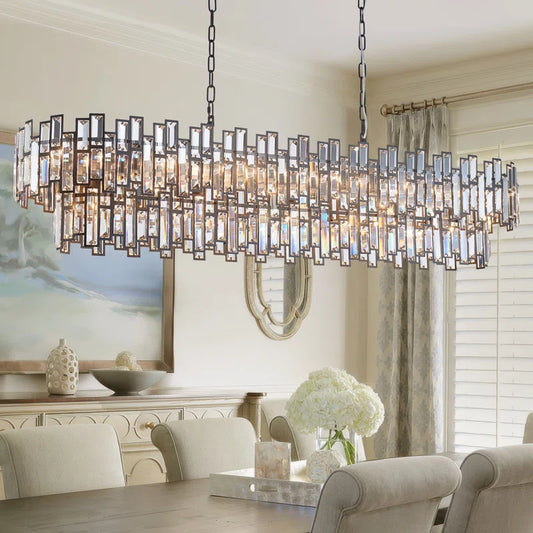 Light Dimmable Modern Rectangle Crystal Chandelier