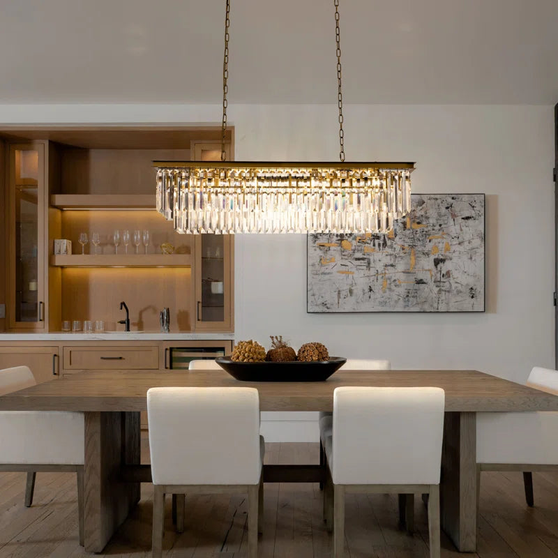 Cleaven 12 Light 50" Modern Luxury Fringe Crystal Chandelier for Dining Room