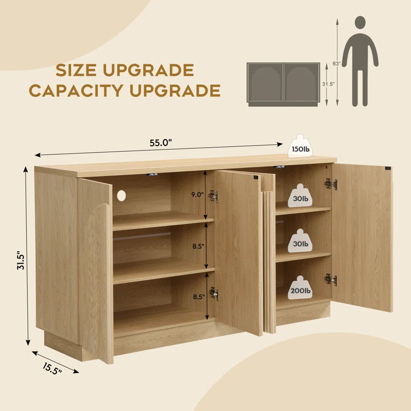 Designer 55'' Curved Three Dimensional Texture Sideboard